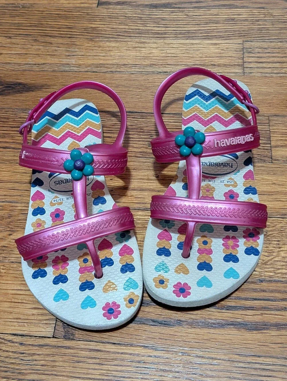 Havaianas Pink Girls' Flower Accent Strap Sandals